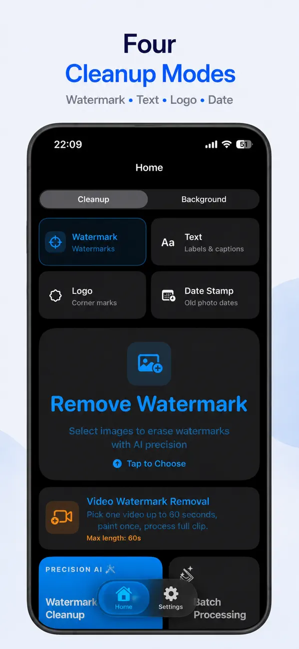 Four cleanup modes